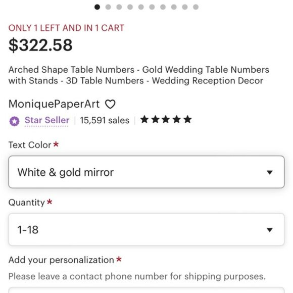 Gold and White Frosted Table Numbers - Picture 5 of 5